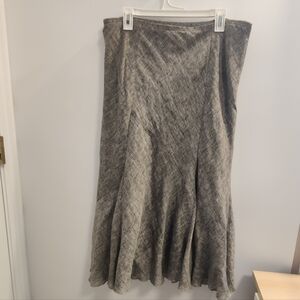 J Jill Linen Gray Textured Flare Skirt